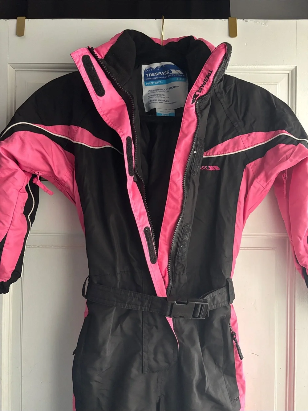 Trespass Protekt+ Snowsuit Girls 5/6 Pink and Black